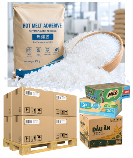 Keo hạt Hotmelt 202A - Keo Nóng Chảy dán bao bì giấy, thùng Carton 